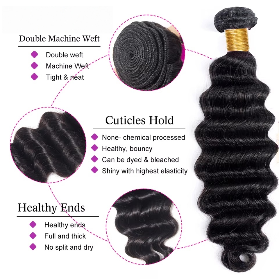 Loose Deep Wave Bundles Human Hair 3 Bundles Brazilian Remy Hair Extensions 100% Human Hair 30 Inch 100% Virgin Raw Hair Bundles Hair Weave Extension 