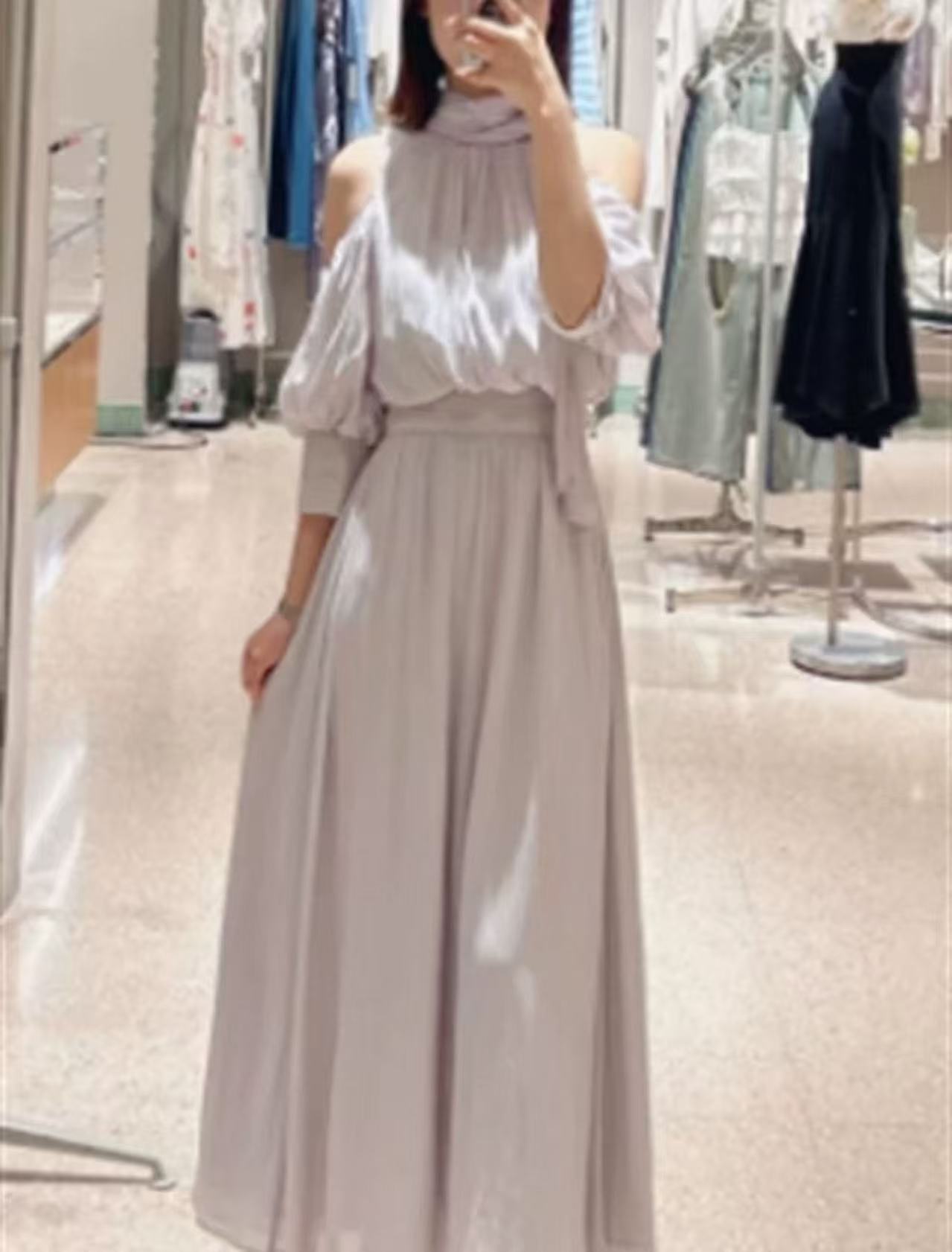 XR172 New style small fresh Japanese style S home off-shoulder puff sleeve waist