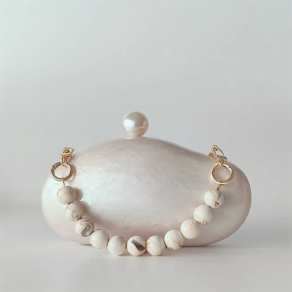 Marble Egg Shape Clutch Bag Acrylic Purse Women Wedding Evening Party Cute Ivory Beach Mini Summer Pearl Lady And Handbag 250614