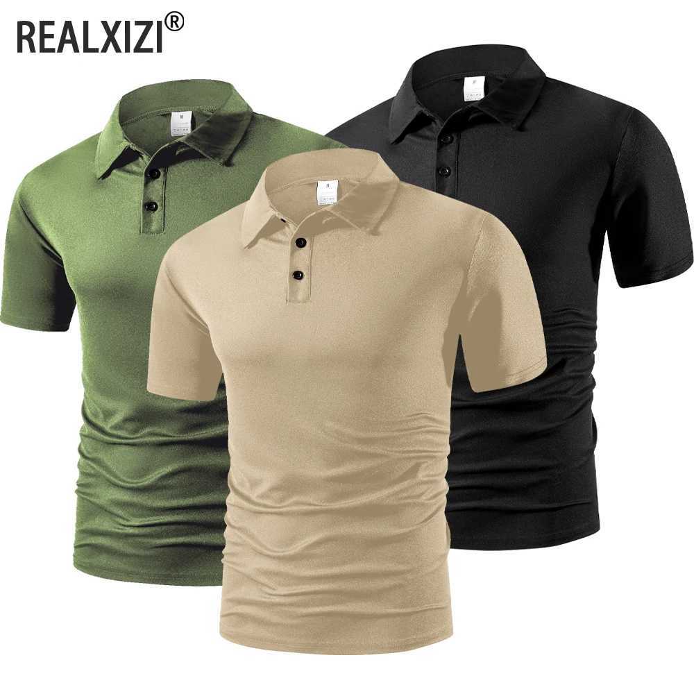 Summer Mens Short Sleeve Polo Shirt Solid Color Button T-shirts Lightweight Lapel Streetwear Men Breathable Basic Polo Shirt W250616