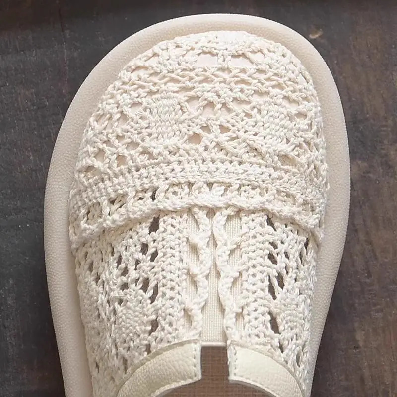 Summer Hollow Breathable Mesh Ladies Shoes Literary Retro Flat Womens Sandals footwear Comfort Fashion Baotou Womens Shoes 250613