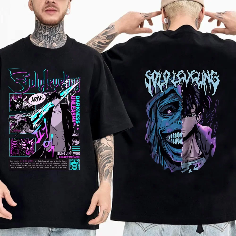 T-shirt Solo Leveling Statue of God Shirt Shirt Tees Anime High Quality Cotton T Shirt Top Streetwear