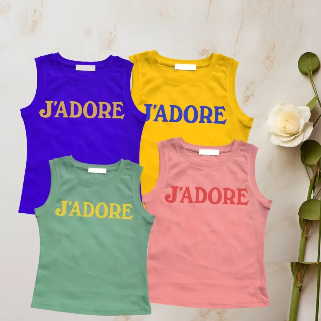 Designer Jadore Shirt Summer Women's Tank Top Round Neck Sleeveless Fashion Versatile Cotton Women's T-shirt Vintage Band T-shirt