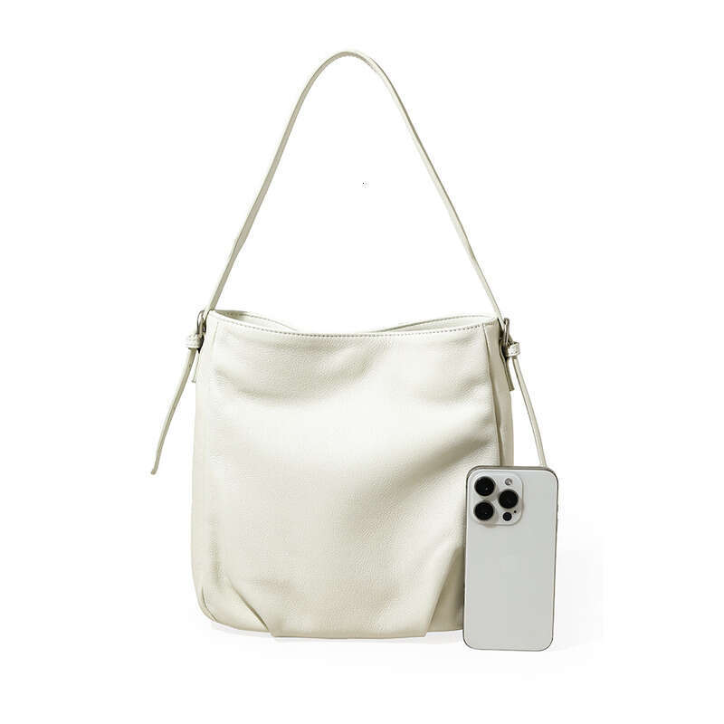 Straw Beach Tote Trendy Fashion For Women High End Genuine Leather Shoulder Commuting Underarm Bag Simple Versatile Bucket Bag Straw Large Tote