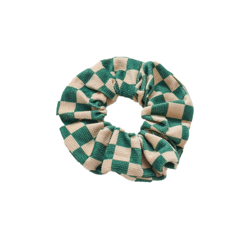 The new meta-colour system retro checkerboard grid hair rope fabric sausage ring headband simple trend hair accessories