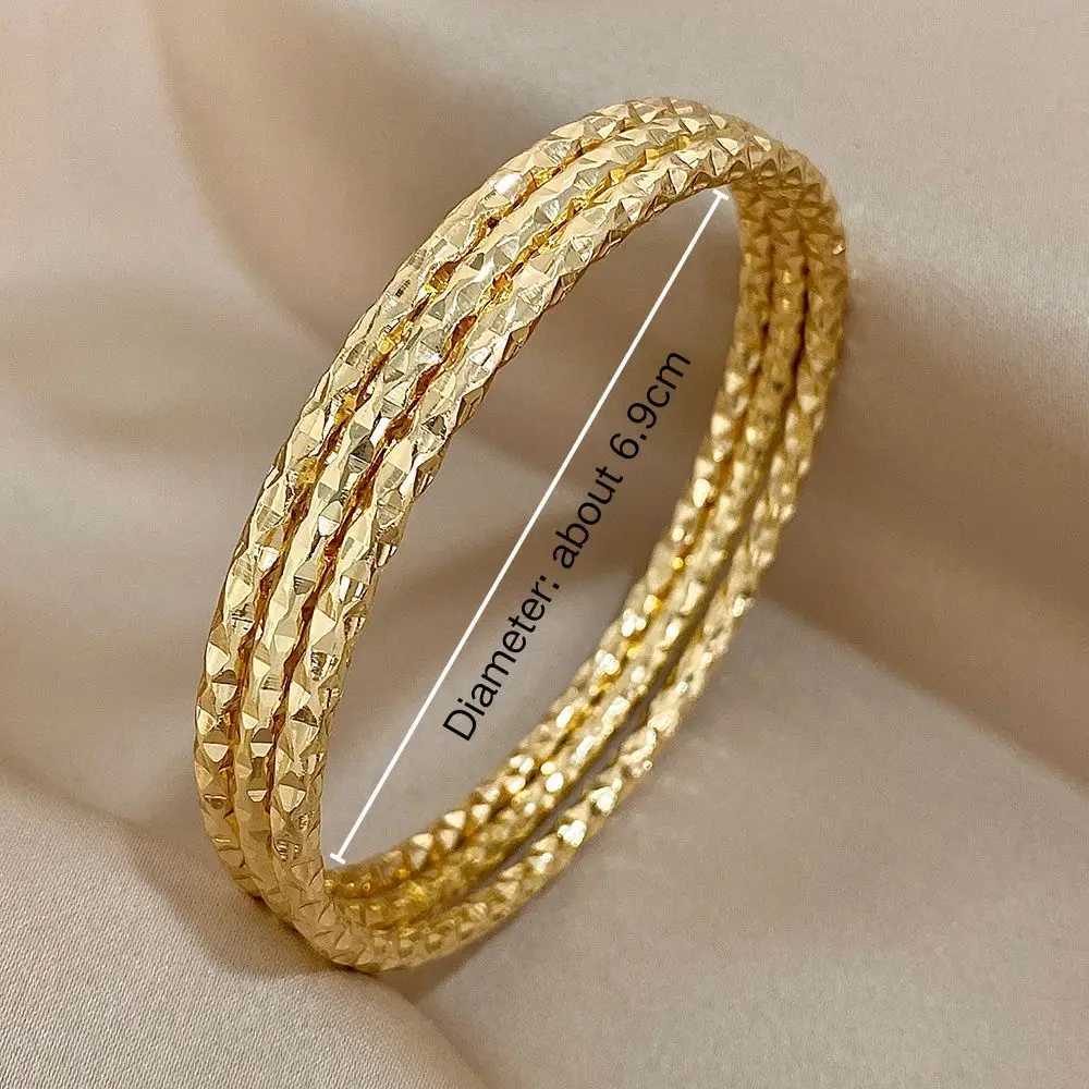 3Pcs/Set Simple Spiral Pattern Circle Bangle for Women Cuff Wristband Stackable Waterproof Jewelry Gifts Z250616