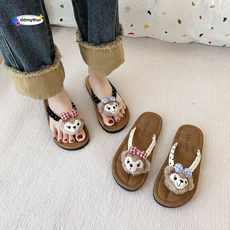 Cartoon Cute Women's Flip-Flops Summer Outdoor Soft Sole Fashion 2024 New Versatile Internet Celebrity Ins Sandals ddmythur