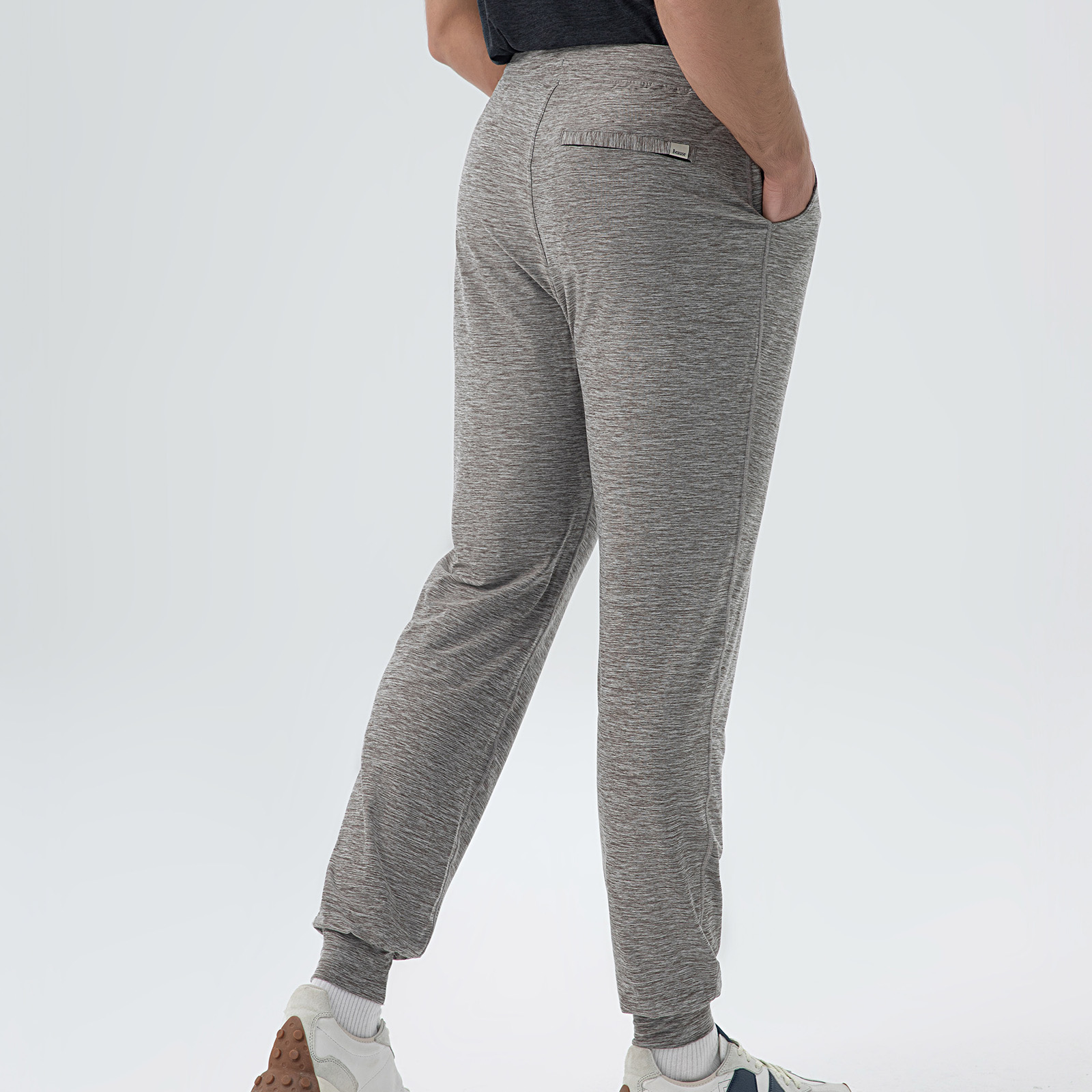 Men's Long Pants in Heather Grey Linen Blend - Casual Elegance with Breathable Texture