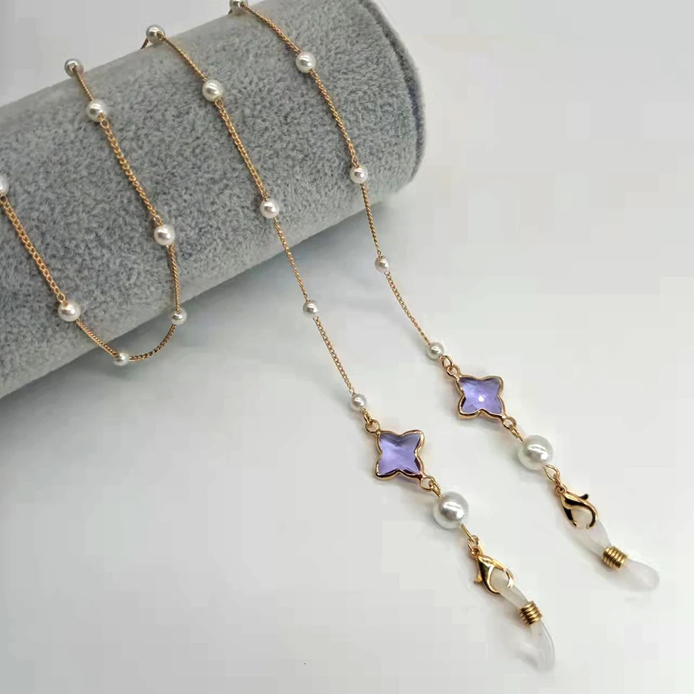 Women Eyeglass Chain Plastic Bead Heart Color Crystal Charm Eyewear Retainer Reading Glasses Holder Strap Mask Hanging Rope 250612