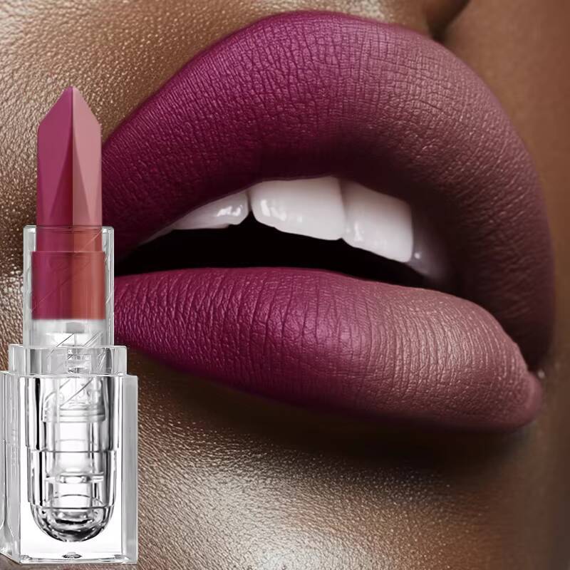 2 In 1 Liner & Lipstick,Tapered Sharp End Long-Lasting Waterproof Lipliner,Matte Brown Velvet Lip Combo Pencil Cosmetics happy
