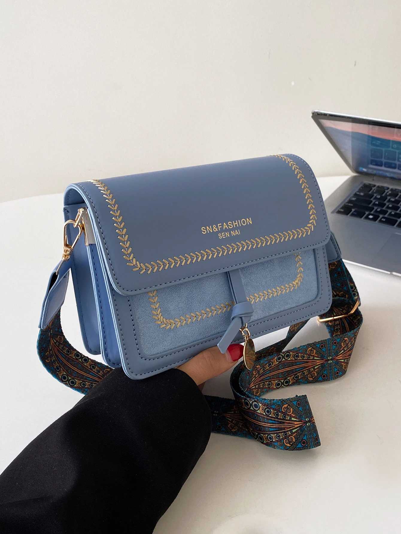 Fashionable Bag for Women Versatile New Crossbody Bag Casual Contrasting Color Small Square Bag Wide Shoulder Strap XJ2520616