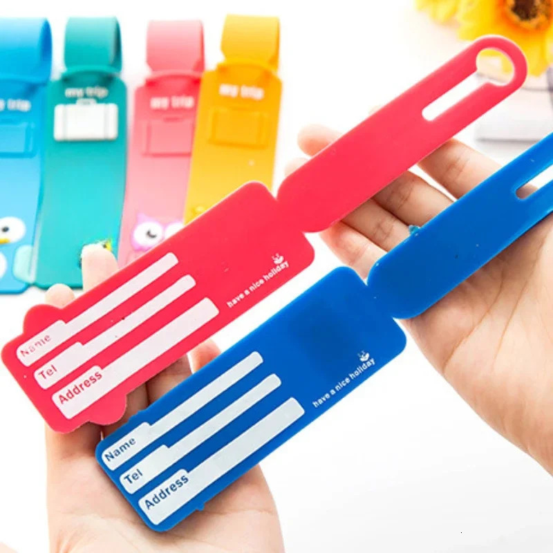 Fashion Travel Accessories Cute Animals Strip Luggage Tag Silicone Suitcase ID Addres Holder Baggage Boarding Portable Label 250616