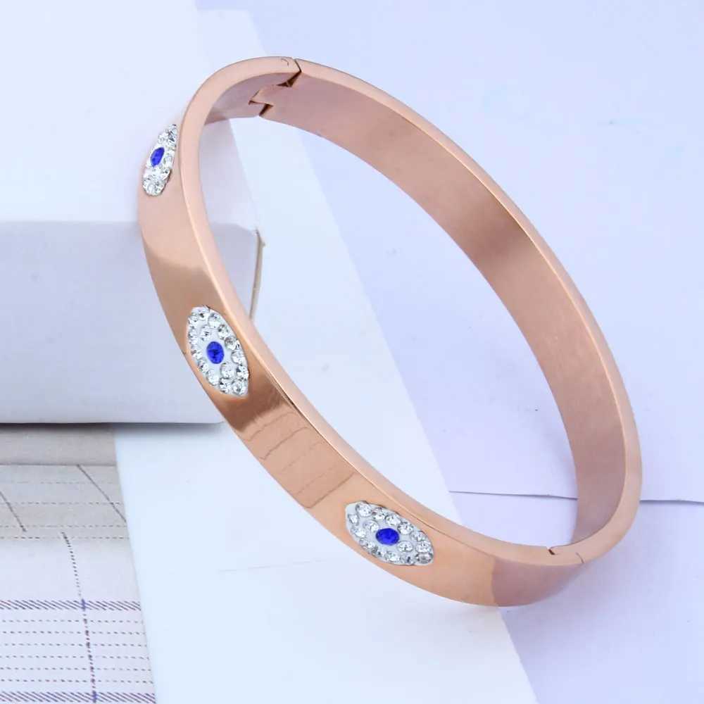XUANHUA Stainless Steel Cuff For Women Fashion Evil Eye Bangle Luxury Crystal Indian Bangles Women Accessories Z250616