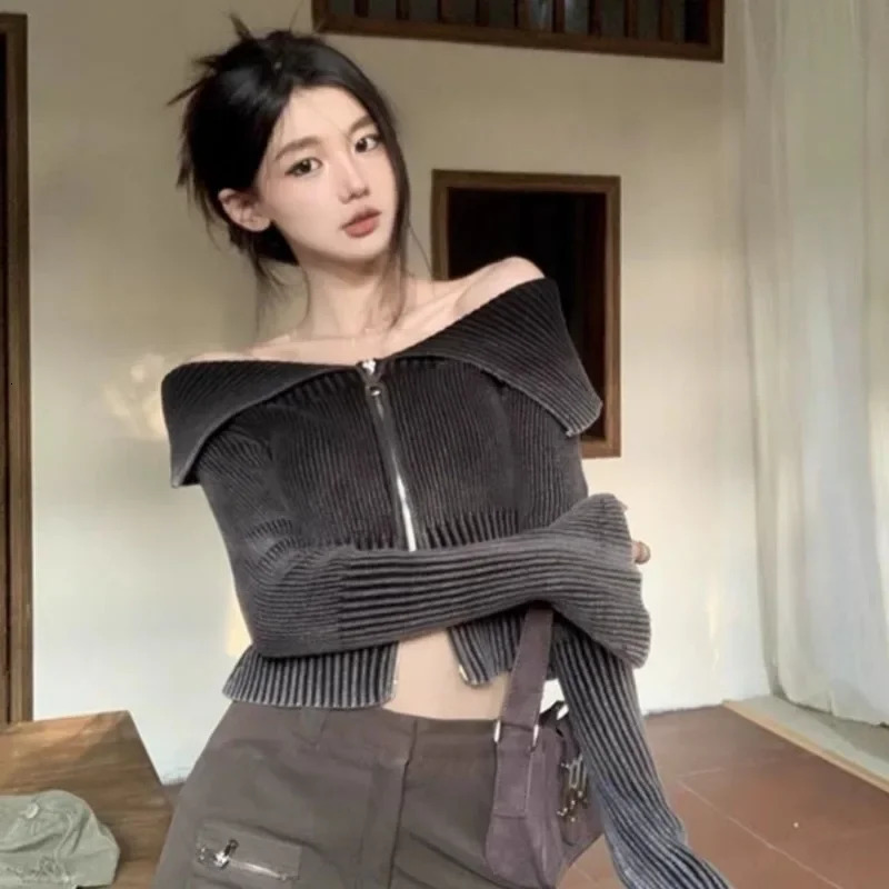 Y2K Winter Women Korean Vintage Japanese Acubi Knit Sweater Long Sleeve Sweaters Pullover Knitted Gyaru Grunge Pullovers Clothes 250614