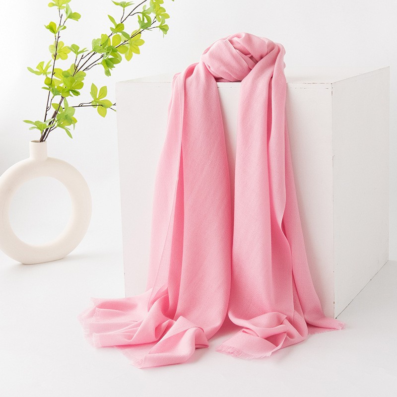 K1043 Pure color wool scarf for women soft four seasons new cashmere scarf warm neck dual-purpose tassel shawl