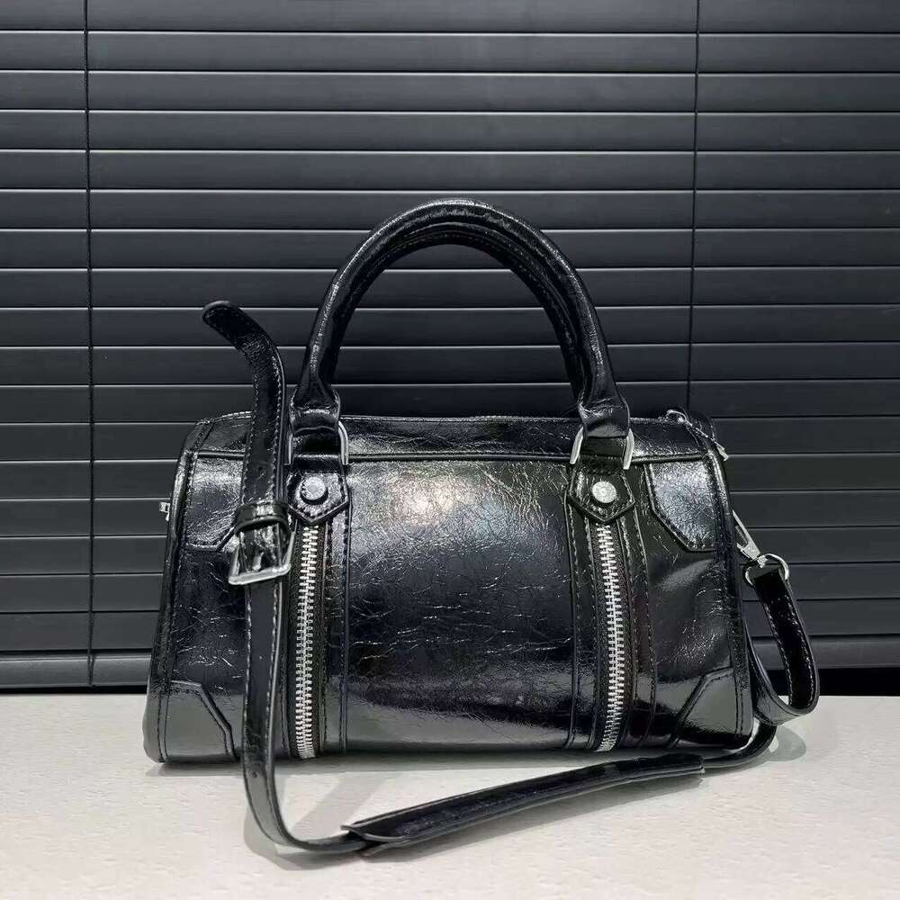 Designer Bag Designer Bag Ladies Fashionable Cracked Patent Leather Design Handbag With Multiple Zippers Luxurious Single Shoulder Diagonal Cross