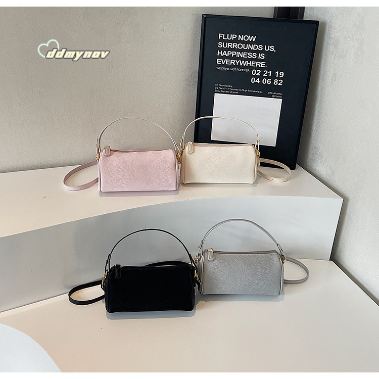 This Year's Trend: Simple Solid Color Niche Cylinder Handheld Crossbody for Women 2025 New Fashion Versatile Small Bag ddmynov ddmynov