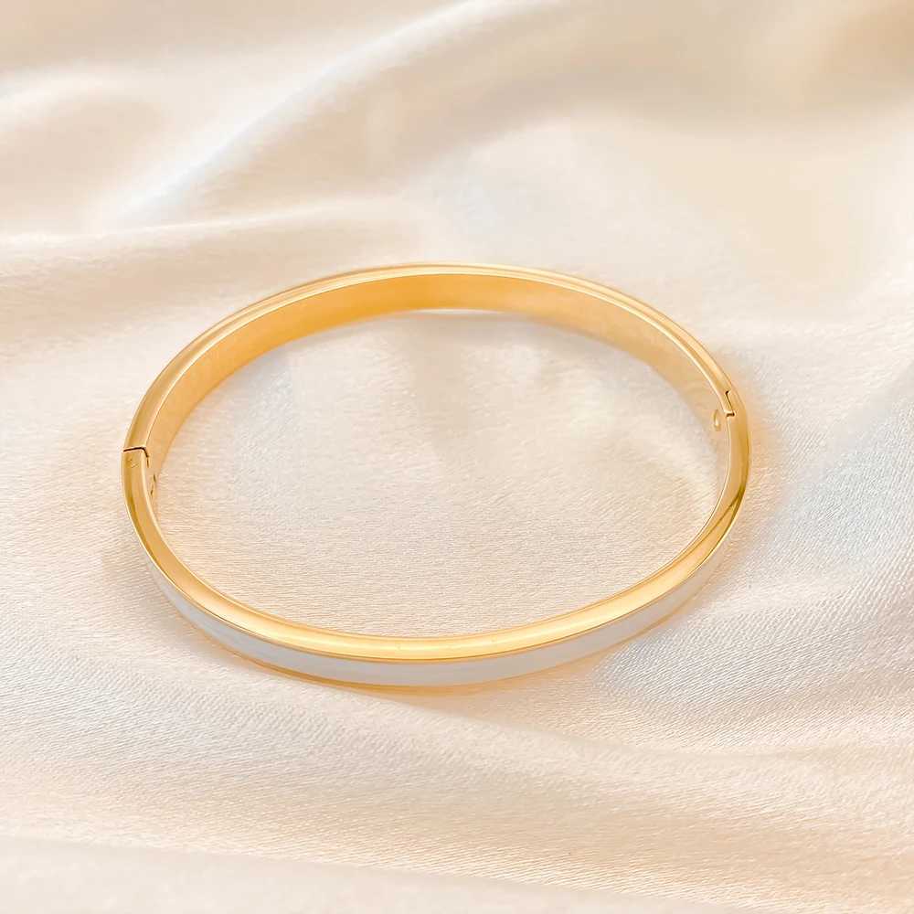 eManco Luxury monochrome Enamel Bangles for Women Party Gift Fashion Bangle Original Stainless Steel Jewelry Z250616