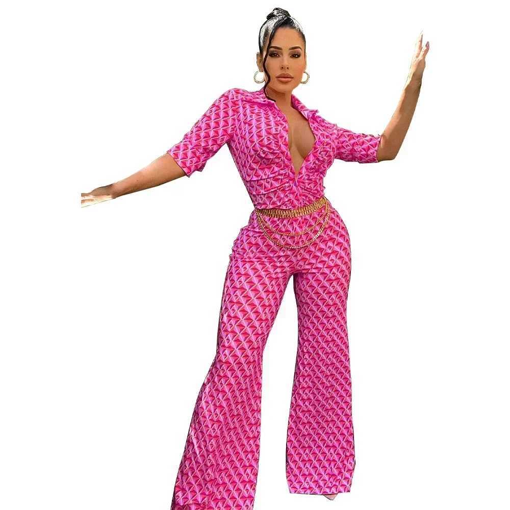 BWQ 2025 New Product Chic Tie Dye Half Sve Shirts Blouses High Waist Summer Women Wide Leg Jumpsuits Trendy OverallsXJ250616