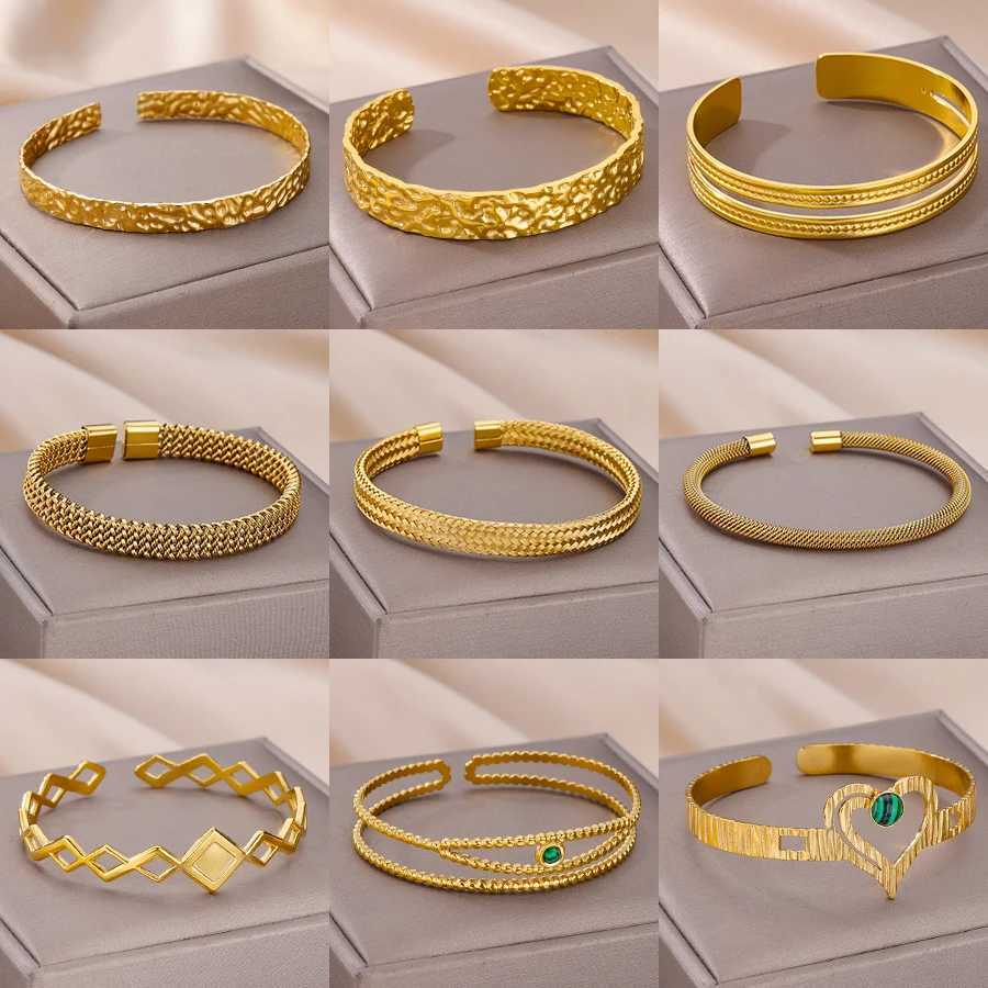 316L Stainless Steel Bangles For Women Vintage Punk Open Wide Bangle Exquisite Wedding Jewelry Gift Z250616