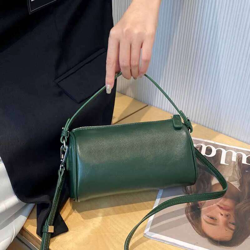 French Full-Grain Calfskin Mini Handbag Designer Ladies Leather Shoulder Strap Messenger Underarm Barrel Cross Wallet2025