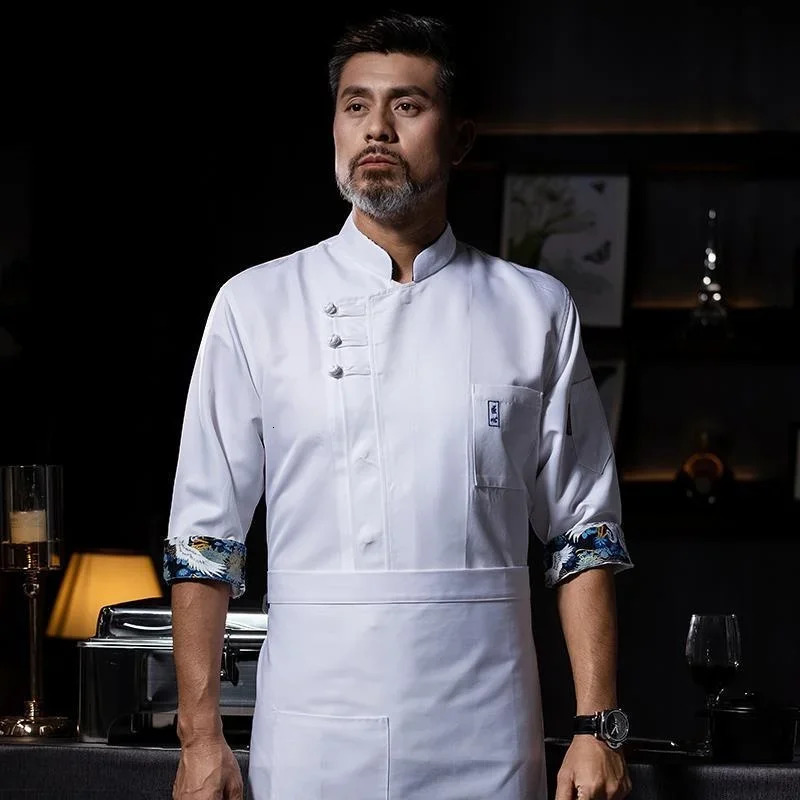 Chef Uniform Jacket Men Women 34 Sleeve Kitchen Cook Coat Waiter Shirt 250612