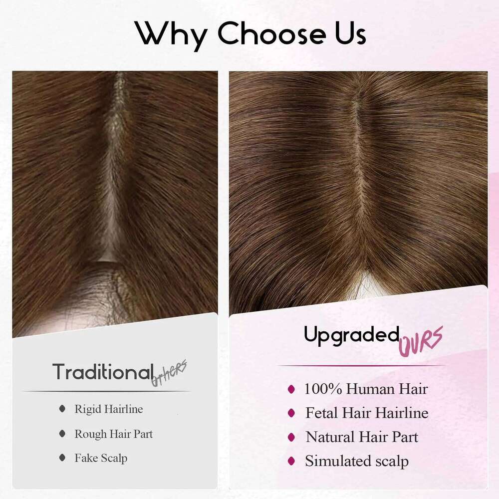 Blonde Highlight 14 inch Human Toppers No Bangs 3Clips Silk Big Base Cover in Topper for Women Loss Hair