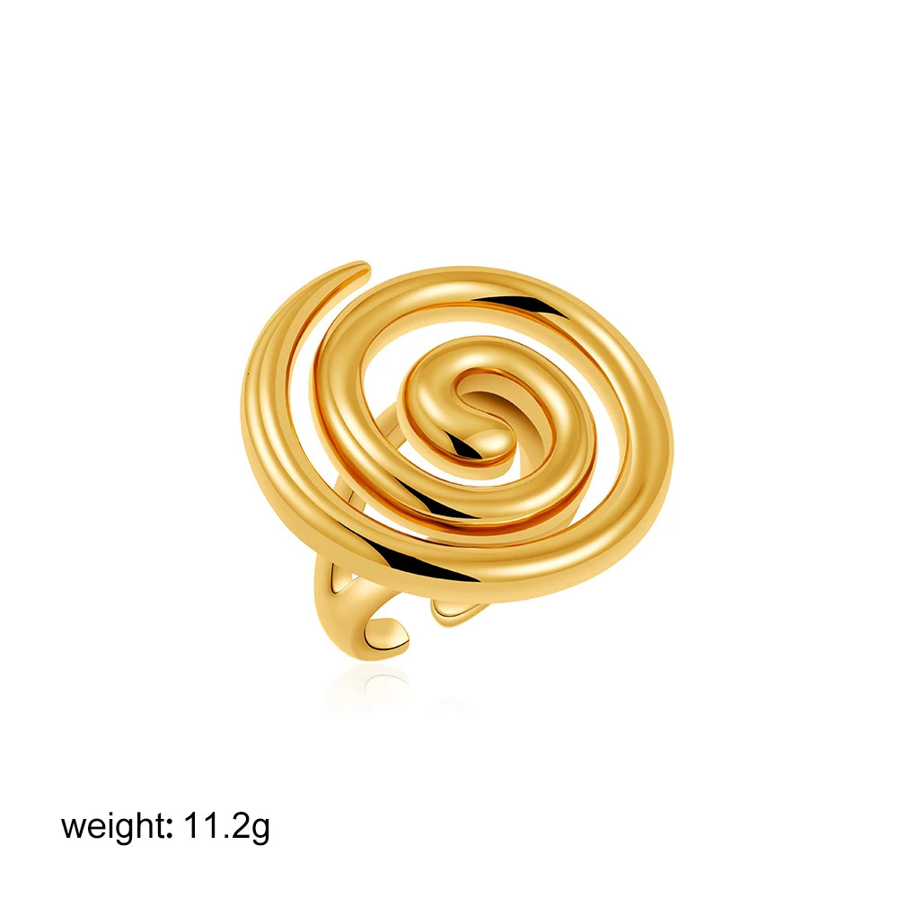 Vintage 18K Gold Plated Spiral Shell Twisted Ring for Women Unisex Ocean Style Wedding Minimalist Jewelry Anniversary Gifts 250610