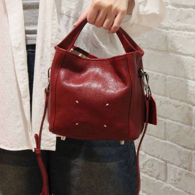 High Quality Natural Leather Handbag Women's Vintage Veg Tanned Cowhide Lightweight Small Shoulder Crossbody Bag With Purse
