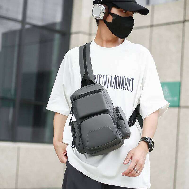 Men Solid Color Oxford Men's Mini Multifunctional Chest Shoulder Crossbody Bag Waterproof Backpack