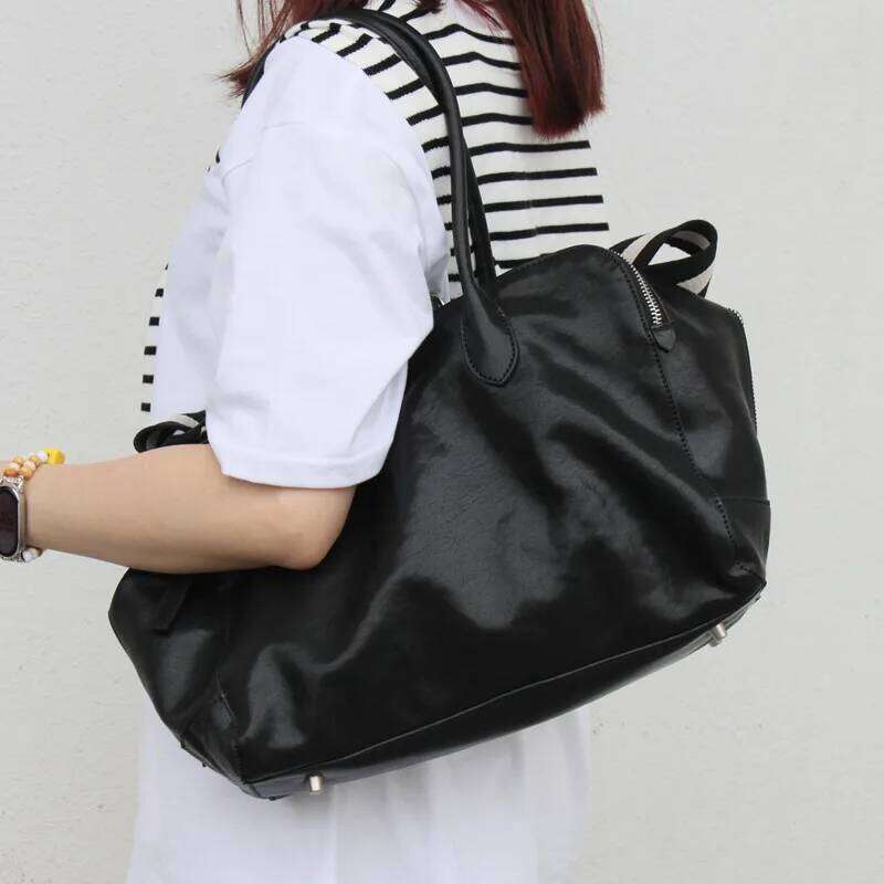 High Quality Large Tote For Women Genuine Vegetable Tanned Cowhide Leather Shoulder Bag Spacious Retro Office Handbag