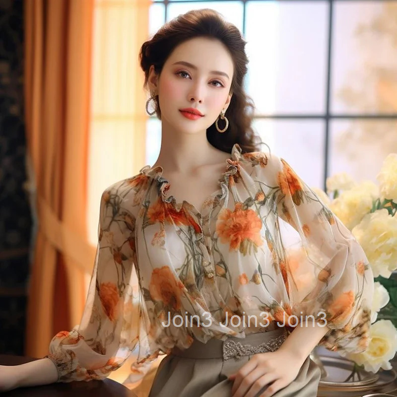 With Print Womens Shirt And Blouse V Neck Female Tops Elegant Youth Youthful Cute Summer 2025 Novelties Original Hot Promotion