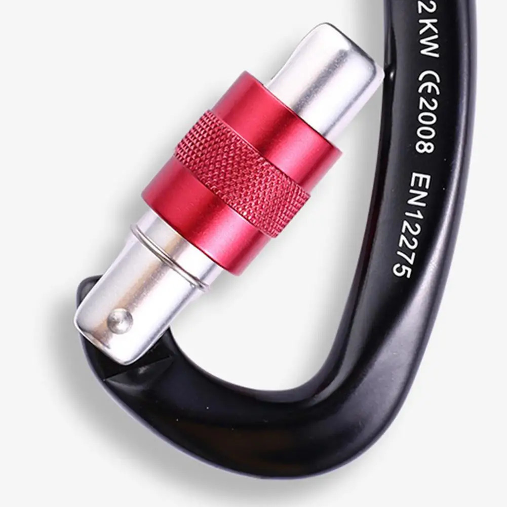 Climbing Carabiner Screw Gate Locking Heavy Duty 812KW 25KN Aviation Aluminum Dshaped Ring Outdoor Hiking Snap Hook Clip 250611