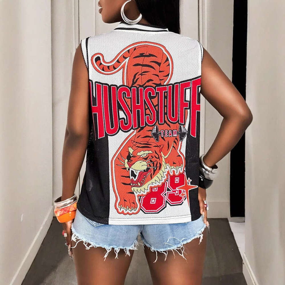 New Sexy Fashion Personality Street Letter Print Loose Sleeveless Top Vest For Women B5