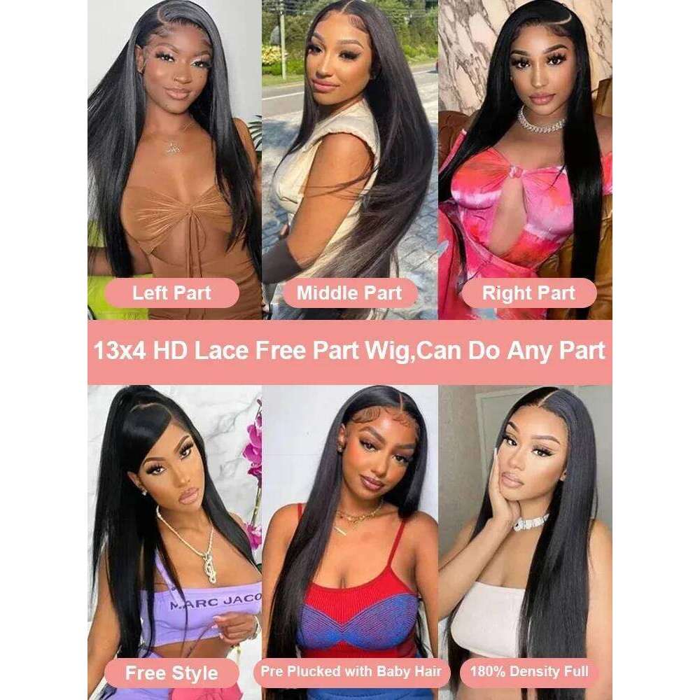 30 40 Inch Straight Human Hair 13x6 HD Frontal Wig Brazilian 13x4 Lace Front 6x6 Glueless Wigs PrePlucked For Women