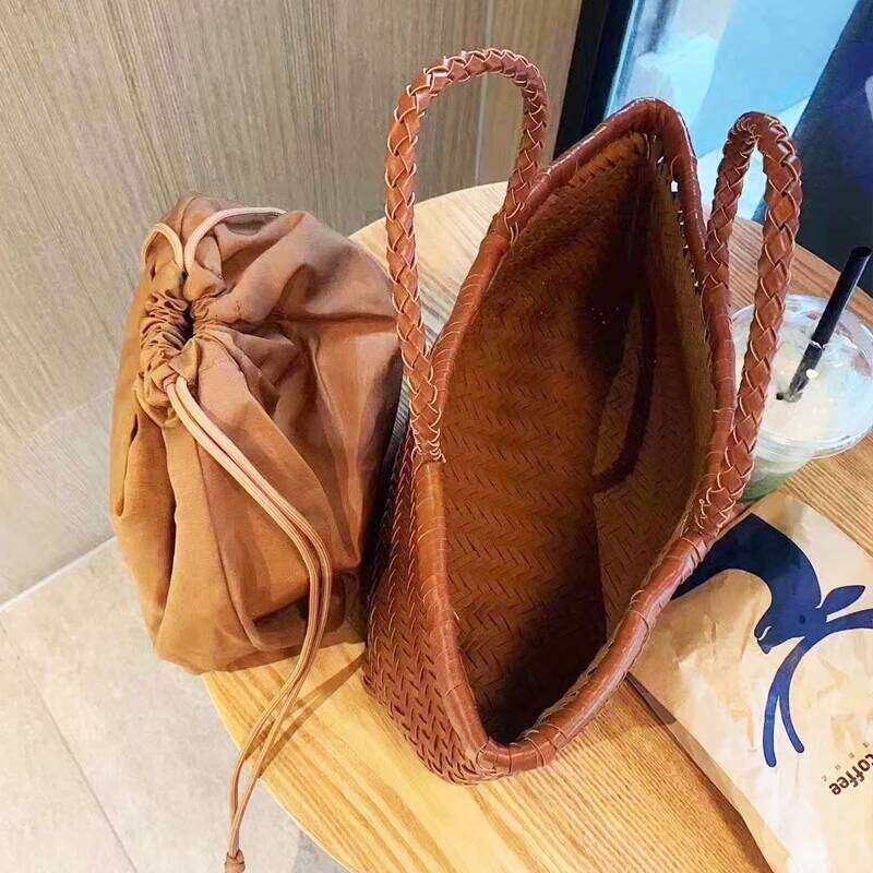 Women's Bags Designer Vintage Tote Bags For Women Designer Handbag And Purse 2023 New In PU Cross Weave Design Top Handle With Inner Bag Medium