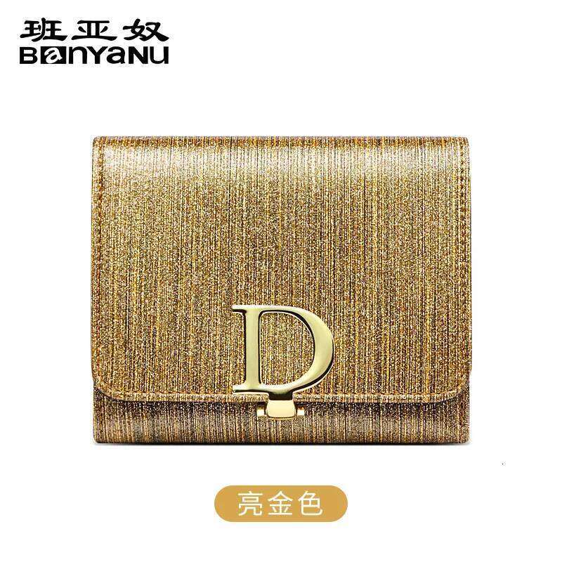 D buckle leather ladies purse women short cowhine three fold large capacity pocket change storage
