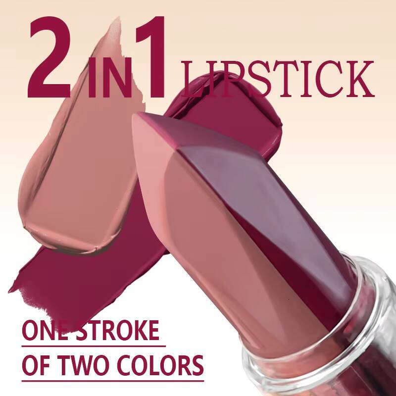 2 In 1 Liner & Lipstick,Tapered Sharp End Long-Lasting Waterproof Lipliner,Matte Brown Velvet Lip Combo Pencil Cosmetics happy
