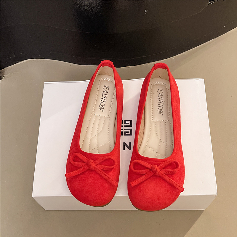 Ddmysports French Style Bowknot Round Toe Ballet Fairy Flat Gentle Evening To Match Dress Shallow Mouth Single Shoes Outdoor Shoes
