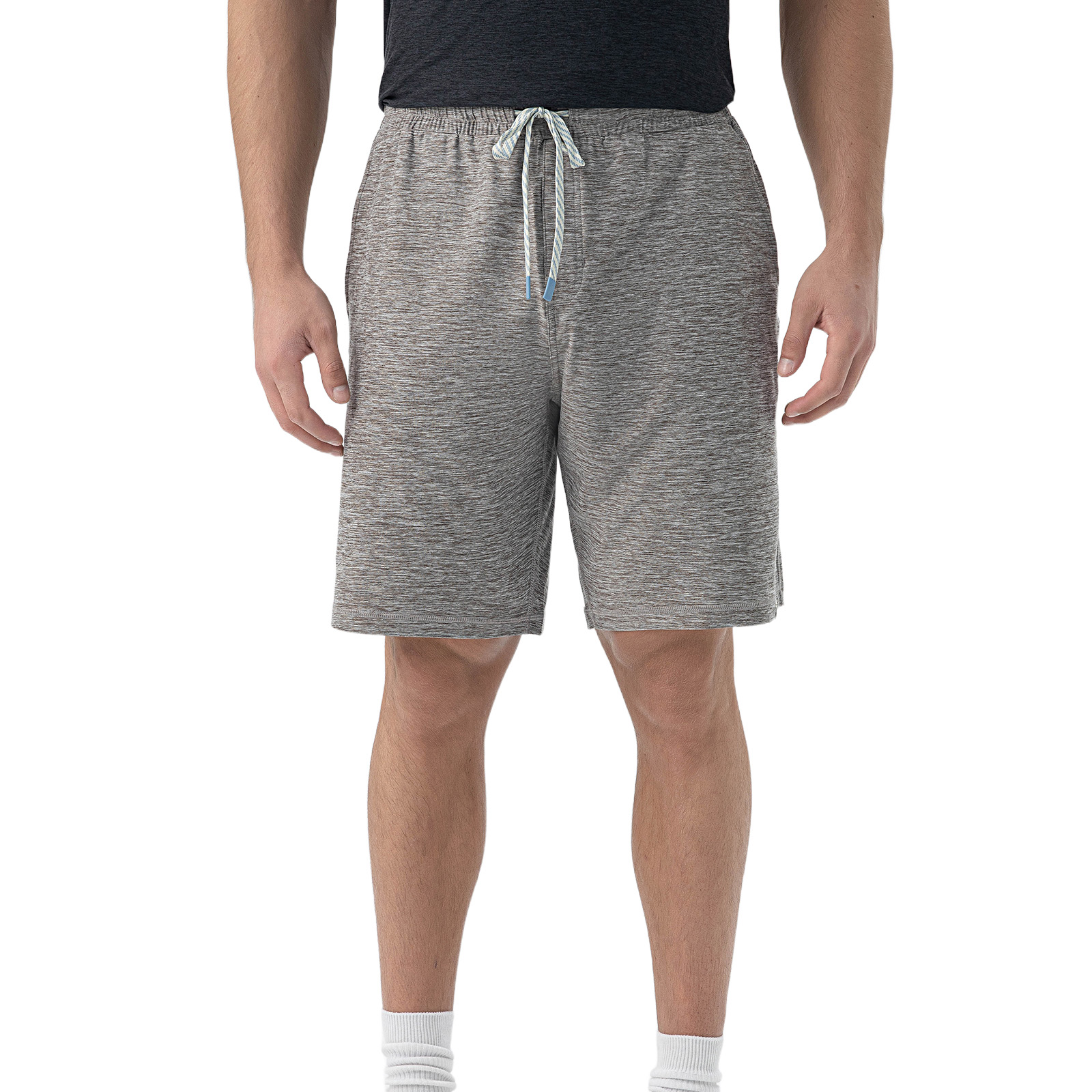 Men's Mid-Length Pants in Heather Grey Linen Blend - Casual Cool for Warm-Weather Style