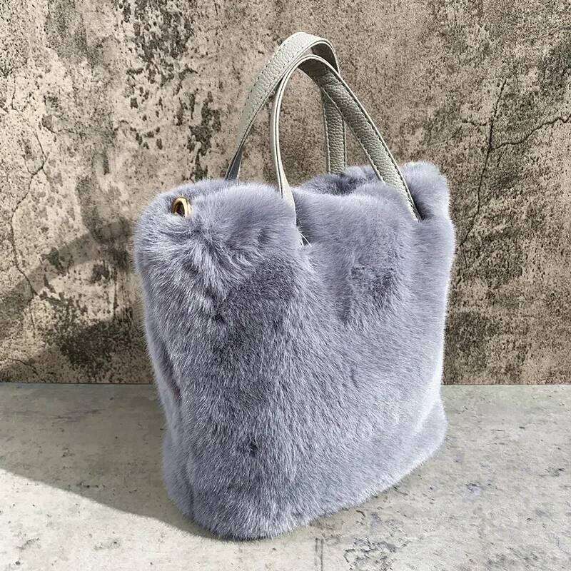 Chain Large Handbag New Cute Bags Fashion Shoulder Crossbody Leopard Soft Warm Fur Wild Plush Female Bag