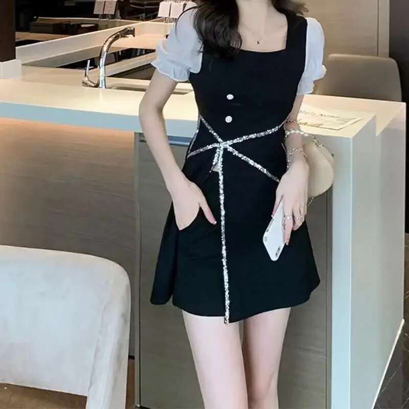 Womens Dress Sequin Clothing Party Evening Rhinestone Short Prom Female Dresses 2024 Mini Mesh Cheap Casual Promotion Xxl Xl X