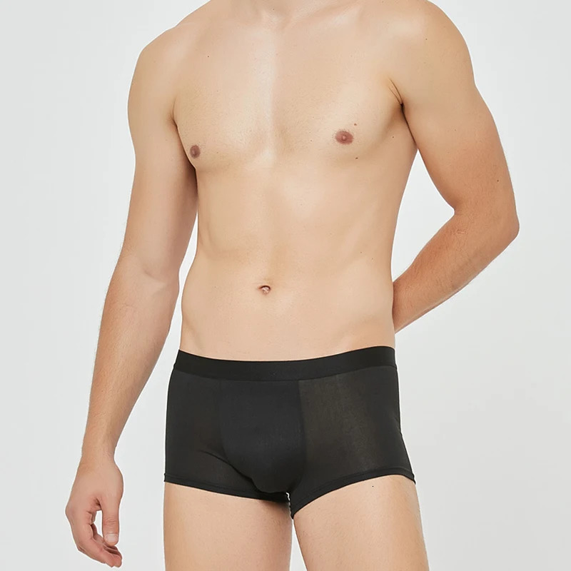 4Pcs Men Boxer Ventil Mens Panties Underwears Breathable Sexy Male Boxer Solid Underpants Comfortable Underwear Mens Boxers 250614