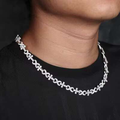 New Arrival 925 Sterling Silver Cross Necklace Sparkling Iced Moissanite Hip-hop Party Jewelry Bracelets Chain for Women Men