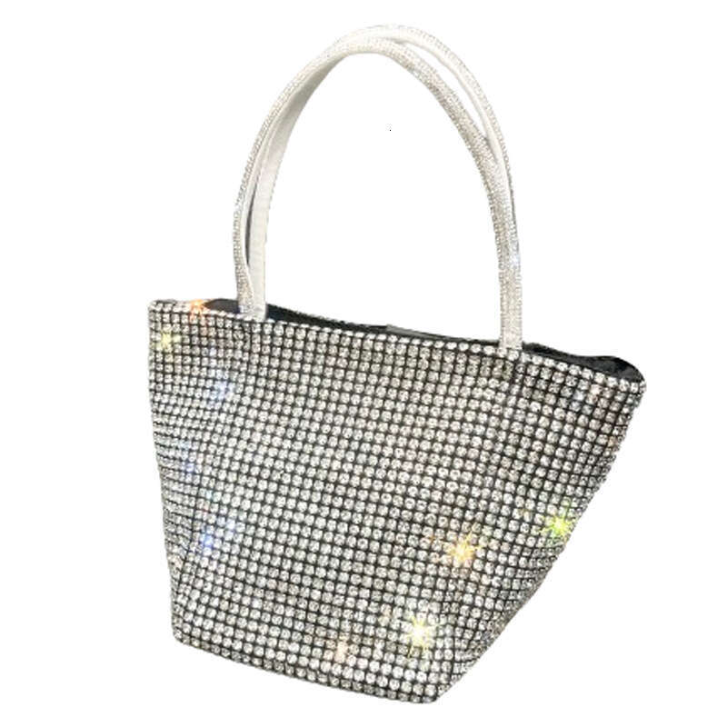 Women's Shiny Rhinestone Handmade Designer Evening Chain Tote Bag
