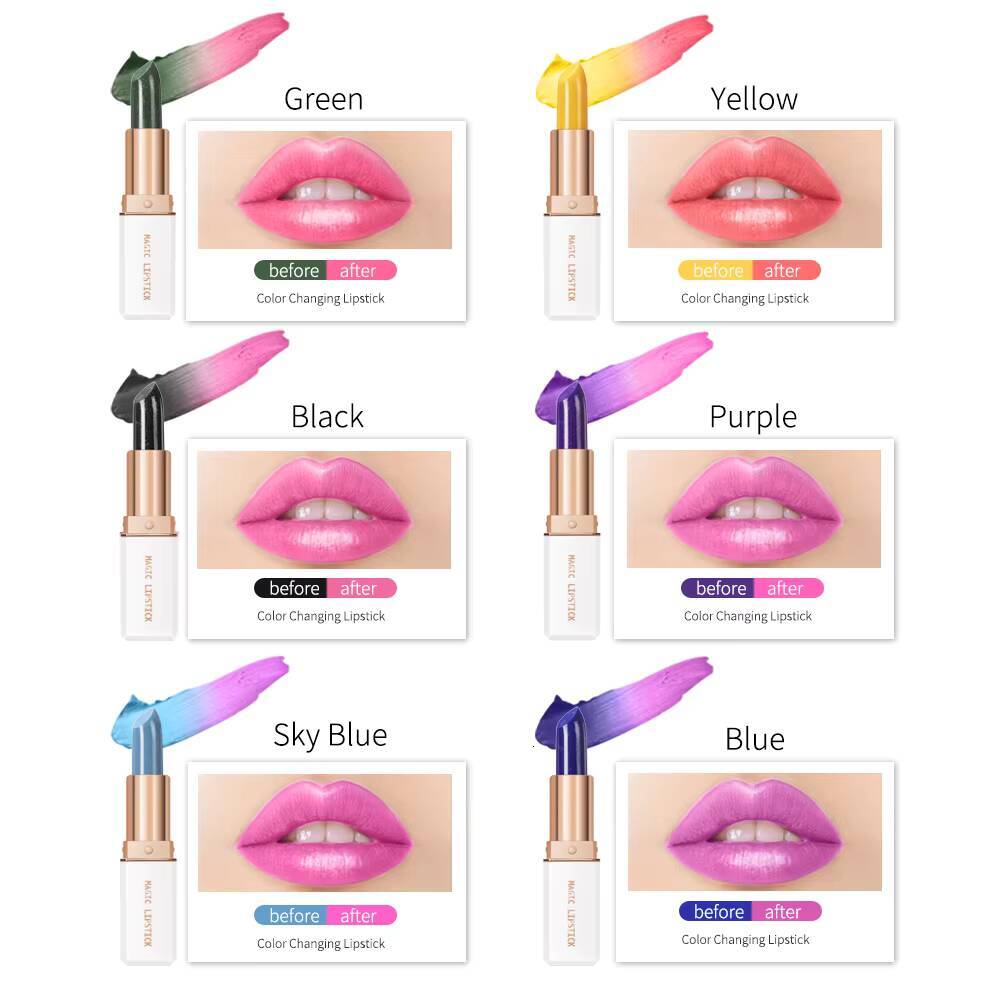 Magic Color Changing Lipstick Waterproof Long Lasting Nutritious Lip Balm for Dry Lips Fine Lines and Moisturizing Gift forWomen happy