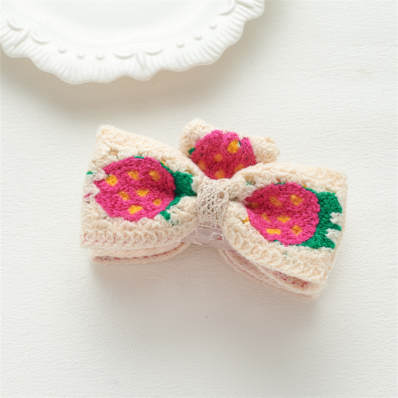 New holiday style knitted bow hair grip flowers fruit hollow women's small fresh grasp clip hair accessories
