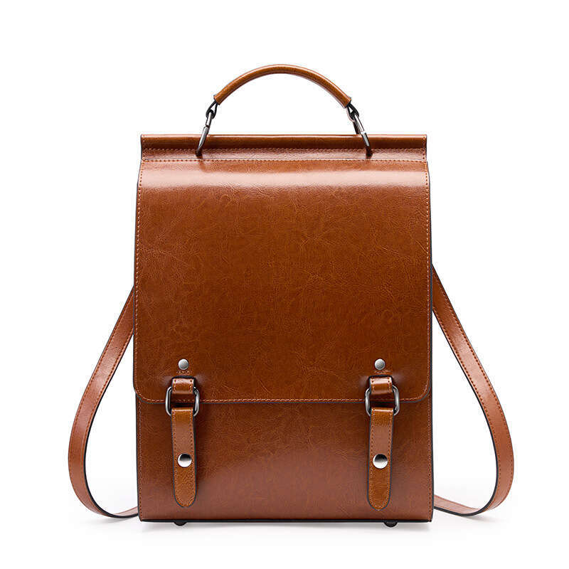 2025 New Genuine Leather Women British Style School Bag for College Students Simple Cowhide Laptop Backpack