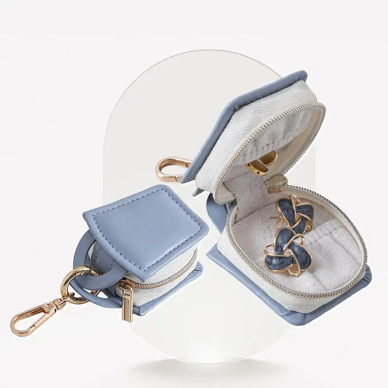 Portable Mini PU Jewelry Box Minimalist Gifts Storage Case Keychain Travel Bag Pendant Accessories 250616