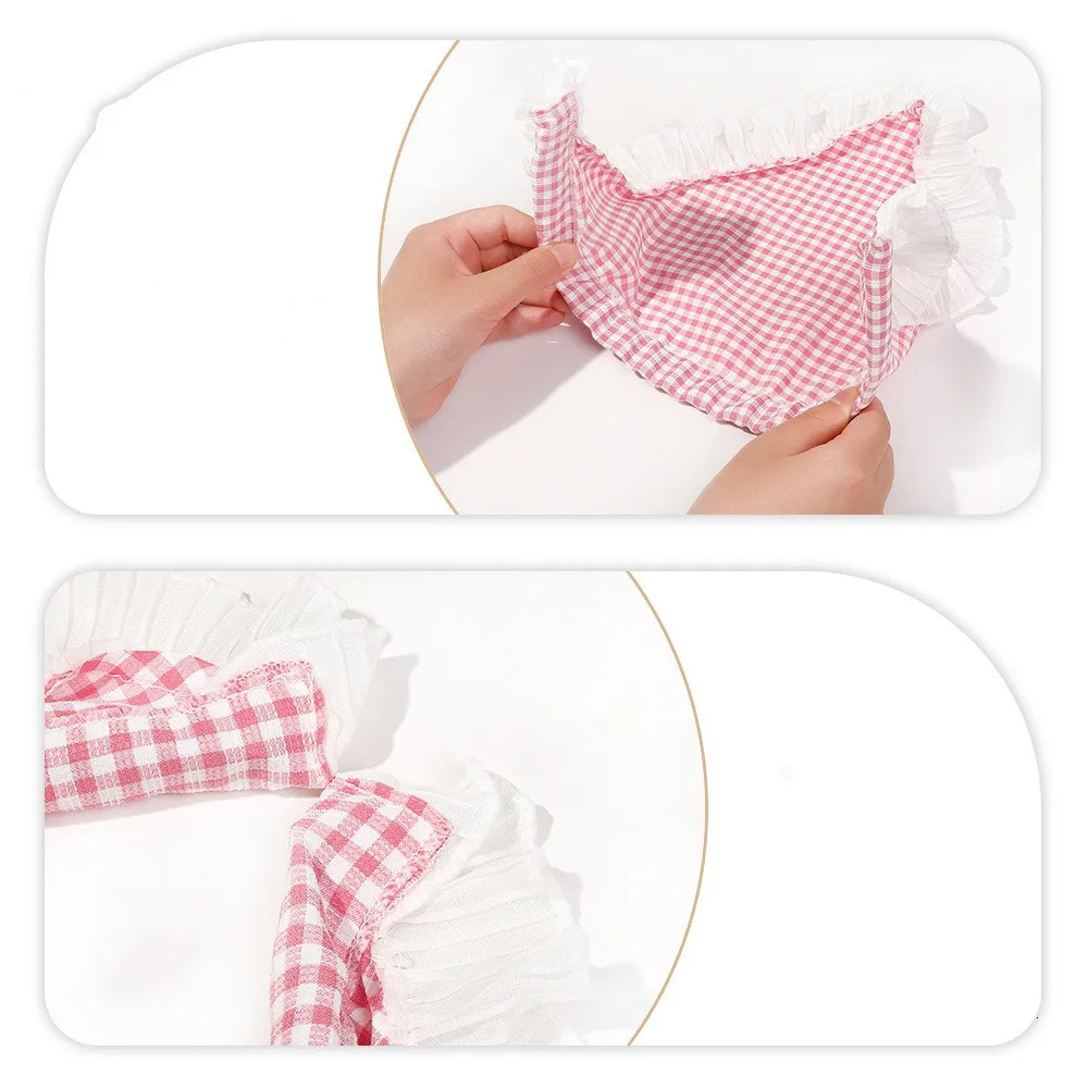 French Plaid Headband Lace Triangle Scarf Hair Bundle Pastoral Style Girl Headband Small and Fresh 250610